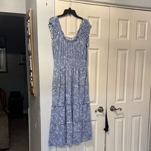 Lucky Brand Blue Floral Midi Dress